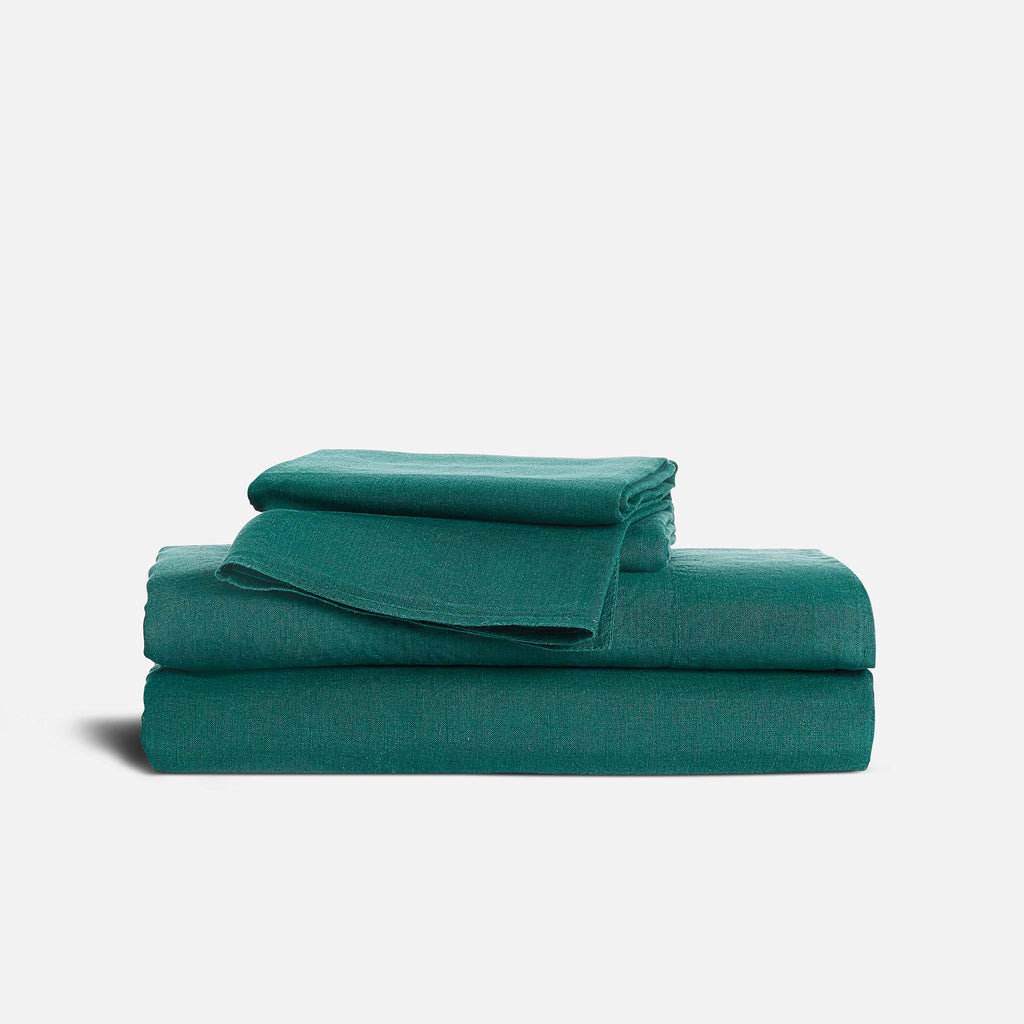 Set of 2 Washed European Linen Core Sheet Set Bundle